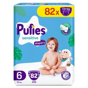 PUFIES SENSITIVE ПЕЛЕНИ 6- XL (13+ кг) 82 бр./пак. (MEGAPack)
